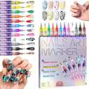12 Colors Nail Art Pens Set, Nail Markers For Nail Art, Diy 3d Nail Polish Pens, Dry Nail Art Nail, For Art Drawing Painting Point Dotting Manicure Tools Nail Design (1set)