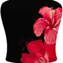 MakeMeChic Women's Floral Summer Tops Strapless Tube Crop Tops Backless Bandeau Top,M