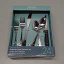 Gibson Home Trillium Plus 24-Piece Stainless Steel Flatware Utensil Set with Steak Knives  Silverware Service for 4 with Teardrop Handle Design