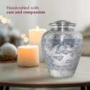 Trupoint Memorials Extra Large Urn for Ashes Adult Male or Female Up to 330 lbs Cremation Urns for Human Ashes, Funeral Memorial Urns for Men & Women Silver Birds