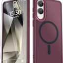 for Samsung Galaxy S25 Edge Case, Matte Magnetic Phone Case with 1 Screen Protector, Support for Magsafe, Translucent Frosted Shockproof Protective Cover for Samsung Galaxy S25 Edge, Wine Red