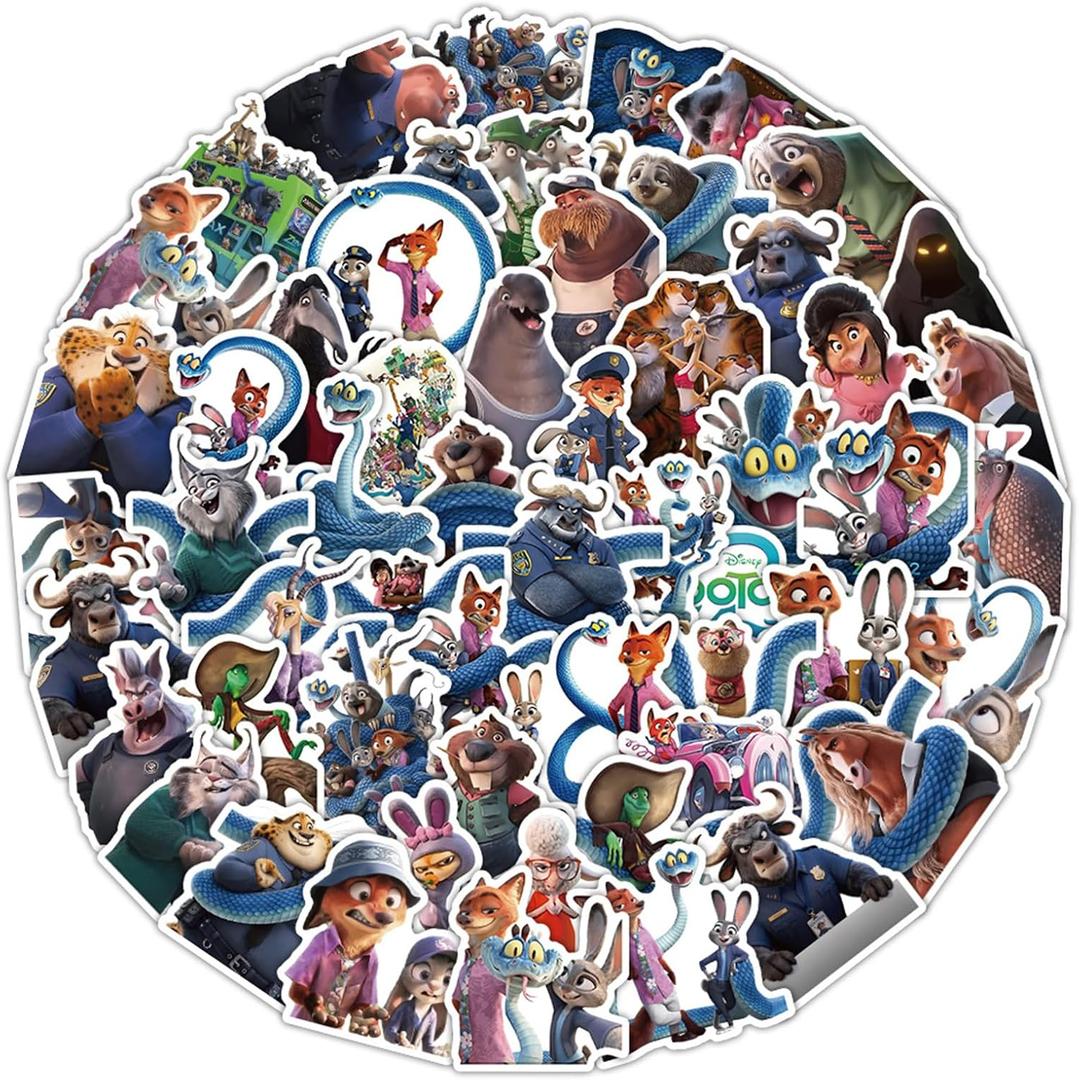 74 Pcs Anime Theme Stickers, Animals Cute Stickers, Movie Sticker Decorative Items Suitable for Tablets, Water Bottles, Refrigerators, Guitars, Scooters, Suitcases, and More