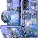 Buleens for Moto G 5G 2024 Case 6.6 Inch - with Ring Stand & Camera Cover Aesthetic Cute Designed for Women Girls Girly Kawaii Blue Water Lily Phone Case for Motorola G 5G 2024 Compatible with Magsafe
