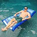 Big Joe Kona No Inflation Needed Pool Lounger with Headrest, Blurred Blue Double Sided Mesh, 5.5ft Big