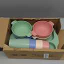 24 PCS Wheat Straw Dinnerware Set for Kids Toddler Plate Bowl Cup Sets Unbreakable BPA-Free Tableware Set with Divided Plate Microwave Dishwasher Safe Perfect for Home School Picnics (Colourful)