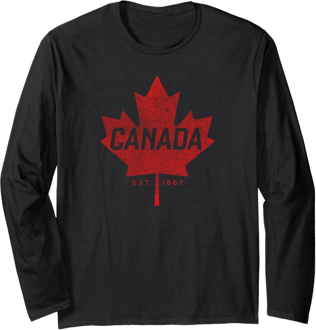 Canada East 1867 Vintage Faded Canada Maple Leaf Long Sleeve T-Shirt, 2XL