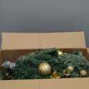 2 Pack Prelit Outdoor Christmas Tree 30 Inch, Remote Control Battery Operated with 100 Warm White Multi-Color Changing LED Lights, Small Pre-Decorated Green Xmas Tree for Pathway, Porch (Gold)