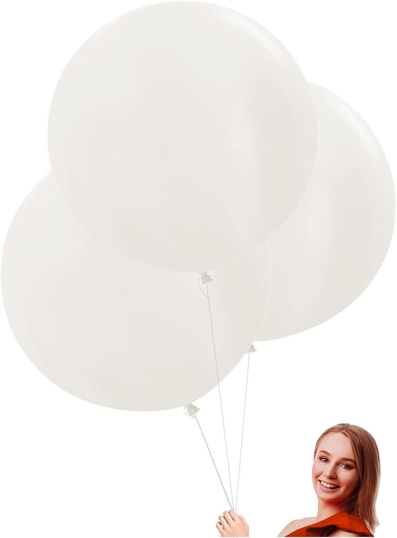 24 inch Large Round White Balloons 10 Pack Thick Big jumbo Latex Balloons Giant oversized Balloon for wedding anniversary Birthday Engagement Party Decorations