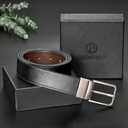 2 x Men's Leather Reversible Belts 1 Pack,1 3/8" Casual Fashion Two Sides in One Belt for Jeans Dress Pants