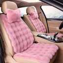 Luxury Thickened Plush Car Seat Cushion Set, Soft Fluffy Protector Warm Faux Rabbit Fur Non-Slip Front and Back Seat Covers (Pink,6pcs)