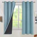 BGment Thermal Insulated 100% Blackout Curtains for Bedroom with Black Liner, Double Layer Full Room Darkening Noise Reducing Grommet Curtain (42 x 63 Inch, Greyish Blue, 2 Panels)