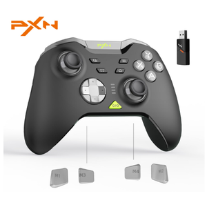 PXN P5 PC Gaming Controller, 2.4G Wireless Gaming Controller, Hall Effect Joystick, Hall Triggers, Dual Vibrators, APP, POM, Wakeup, 4Macro, 3Mode(2.4G/BT/SW), for PC,Switch,Android,iOS  Black