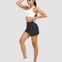 YEZII Womens High Waist Running Shorts Athletic Workout Quick Dry Shorts for Women with Pockets Gym Yoga White Summer Shorts (Black, M)