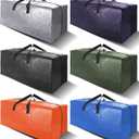 VELVETSURE Heavy Duty Extra Large Moving Bags W/Backpack Straps - Strong Handles & Zippers, Storage Totes For Space Saving, Fold Flat, Alternative to Box and Bin (Set of 6, Multicolor)