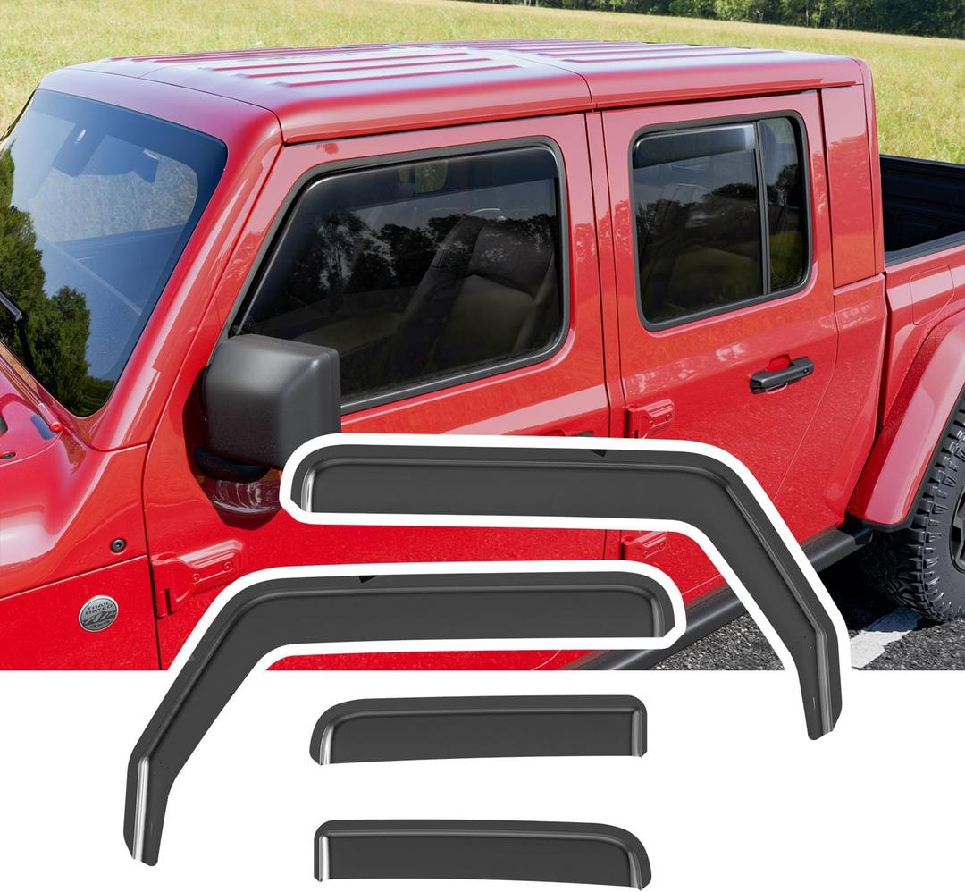 Xipoo Side Window Visor Deflector Compatible with 20-26 Jeep Gladiator JT