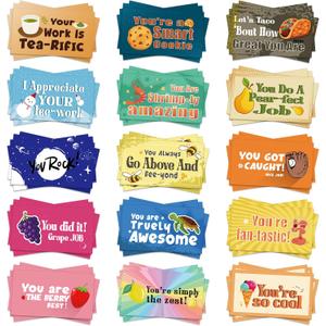 Honoson 300 Pcs Employee Appreciation Cards Bulk Inspirational Punny Cards Thank You Encouragement Funny Affirmation Gifts Staff for Team Teacher Business 15 Design