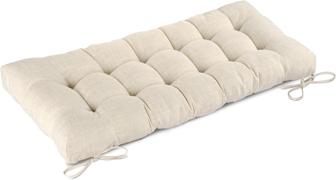Bench Cushion for Indoor Furniture 46.5 x 19 inch Rectangle Bench Seat Cushion for Bay Window Entryway Bench Thick Textured Chair Cushion with Non-Slip Backing 1 Pack, Beige