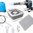 CPAP Cleaning and Drying Kit with Hose Dryer, Collapsible Wash Basin, Full-Length Hose Brush, Thick Silicone Drying Mat, Hanging Hook, Dries 1 or 2 Hoses, 10-Speed Airflow, No Heat