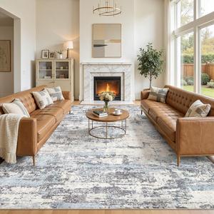 Jessibou 10x11 Area Rugs Abstract Washable Living Room Rug, Blue Grey