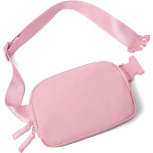 Belt Bag for Women Two-Way Zipper Fanny Pack Crossbody Bags for Women Fashion Waist Packs Cross Body Fanny Pack with Adjustable Strap Gifts for Teen Girls (Pink)