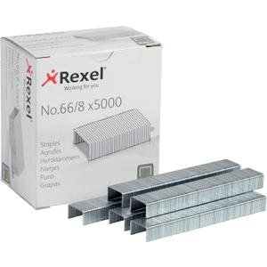 Rexel No.66/8 mm Heavy Duty Staples, for Stapling up to 40 Sheets, Use with The Rexel Giant and Goliath Staplers, Box of 5000, 6065,Silver