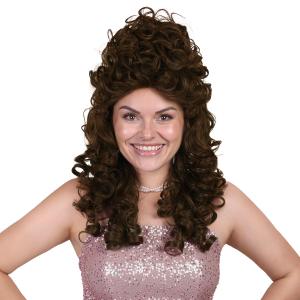 ColorGround Long Curly Fluffy Hair Wig for Women 60 70 80s Beehive Cosplay Wigs for Adults Halloween Costume (Brown)