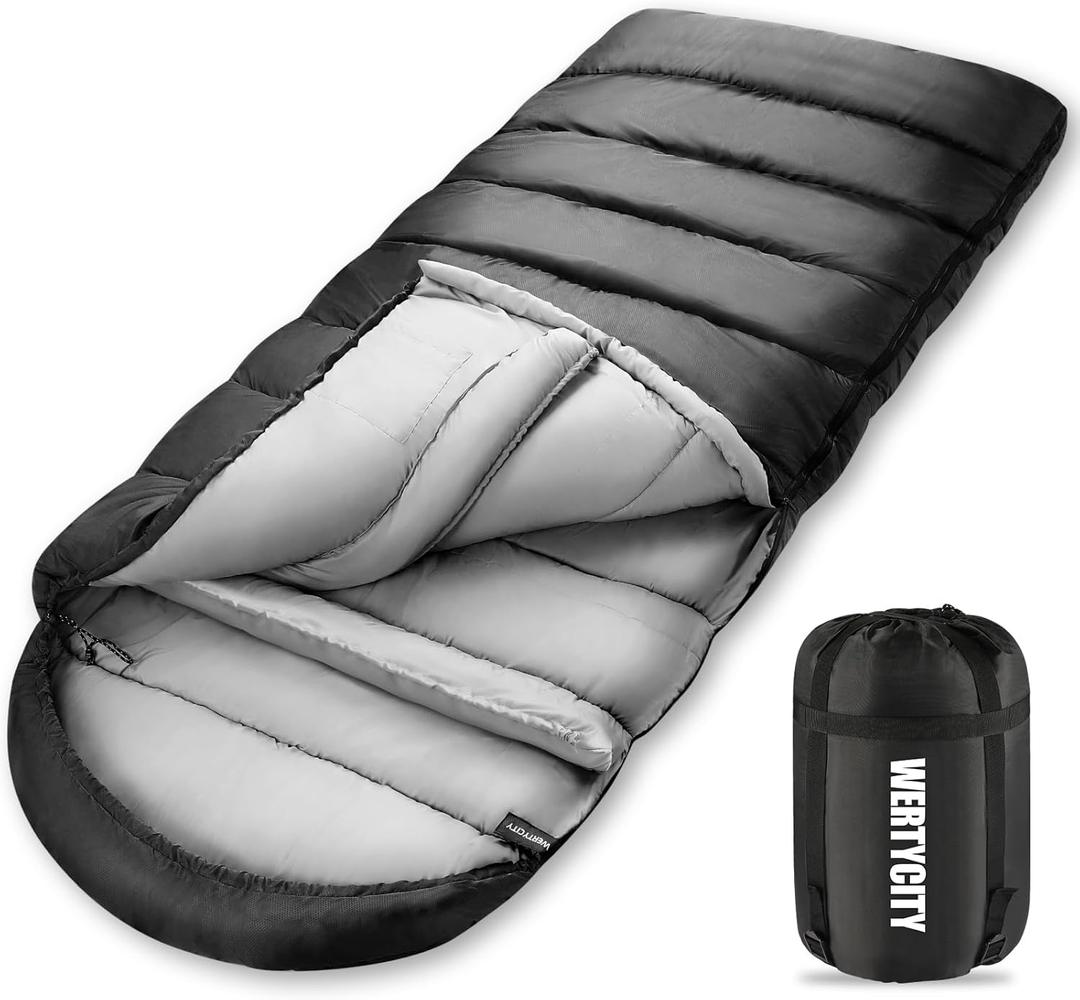 Sleeping Bags for Adults Cold Weather & Warm, Lightweight Compact Camping Backpacking Sleeping Bag for Kids Girls Boys with Compression Sack for Outdoor & Indoor, (Black)