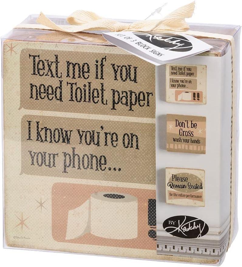 Bathroom Block Sign Set of 3