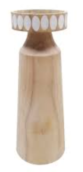 HD Designs Wood Large Candle Holder, 10 in