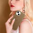 Hualele Magnetic for iPhone 13 & iPhone 14 Case, Compatible with MagSafe, Military Grade Dropproof Translucent Matte Back Cute Curly Wave Edge Slim Phone Case,Brown