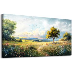 Wapluam Canvas Wall Art For Bedroom Wall Decor For Living Room Modern Office Decorations Pastoral Wall Paintings Scenery Abstract Watercolour Farmhouse Pictures Canvas Artwork Room Home Decor Mural (40"L x 20"W)