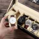 Uten Watch Box, 6 Slots Watch Case, Watch Box Organizer Jewelry Storage with Large Glass Lid, Watch Display Case, Watch Box for Men & Women