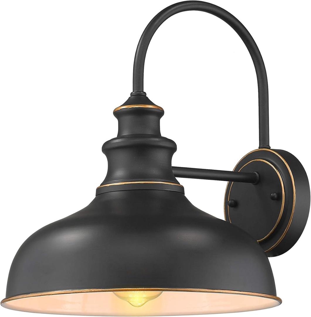 zeyu Farmhouse Gooseneck Barn Light, Wall Sconce Lighting 11 inches, Black Finish, 02A390 ROB