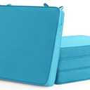 Summsun Outdoor Chair Cushions Set of 4: Waterproof & Fade Resistant Seat Cushion for Patio Furniture - 19 x 19 x 2 Inch Chair Pads with Ties and Hidden Zipper - Patio Chair Cushion Replacement, Teal