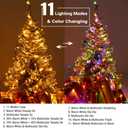 Brizled Christmas Lights, 65.67ft 200 LED Color Changing Tree Lights 11-Function Warm White & Multicolored Christmas Lights Remote, Connectable Mini Lights Set Decorative Lights String for Xmas Party