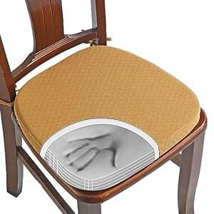 BUYUE Luxury  Pure Memory Foam Chair Cushion 1 Pack, Jacquard 16" U-Shape Comfortable Dining Chair Pad, Removable Slip Resistant Kitchen Chair Seat Cushion, (1 Piece, Orange)