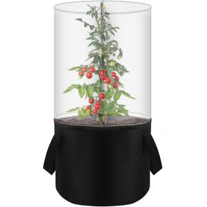 1PCS Mini Plant Greenhouse with Felt Planting Bag, Winter Garden Pot Covers Transparent Plant Frost Protection Cover Portable Planter with Support Rod for Outdoor Plants or Seedlings, 29.5" X 11.8"