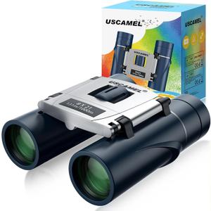 USCAMEL Compact Binoculars for Adults Kids: 8x21 Small Binoculars for Travel Bak4 Prisms - for Children Toddler Bird Watching Hunting Concert Opera(Blue)