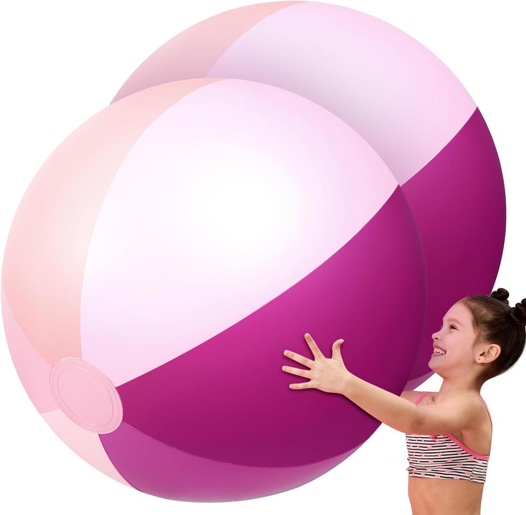 Ceenna 2 Pcs 60 Inch Giant Beach Ball Large Inflatable Pool Toy Balls Summer Swimming Toys Parties PVC Jumbo for Adults Summer Beach Pool Party Favor(Purple,Elegant)