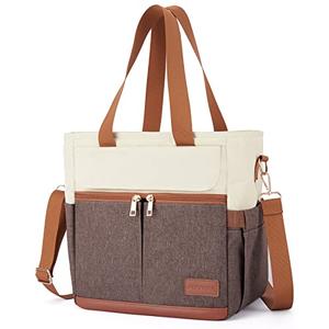 JOYHILL Lunch Bag for Man, Lunch Tote for Woman, Leakproof Insulated Lunch Box with Shoulder Strap, Adult Reusable Lunch Cooler Tote Bags for Work PicnicCamping Beach (B-BROWN)