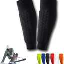 Soccer Shin Guards Shin Pads for Kids Youth Adult, Ski Shin Guards Calf Compression Sleeve with Honeycomb Pads, Lightweight Calf Protective Gear for Football Soccer (Large, Black)