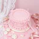WARMALL 6 Inch Pink Bow Fake Cake - Realistic ArtificialCake for Wedding, Coquette Dessert Table Decor, Reusable Fake Cake for Photography, Anniversary, Birthday Party DecorationPink & Round