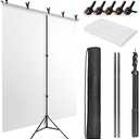 Amazon.com : White Backdrop with Stand for Photoshoot, 5X6.5ft White Photo Backdrop with T Shape Background Backdrop Stand for Photography, Portable Photo Backdrop Curtain Stand Kit w Carrying Bag 5 Spring Clamps : Electronics