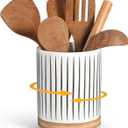 360 Rotating Ceramic Utensil Holder for Countertop, 7.9 Inch Extra Large Crock for Kitchen Utensils, Morden Organizer for Cooking Tool, Kitchens Decor