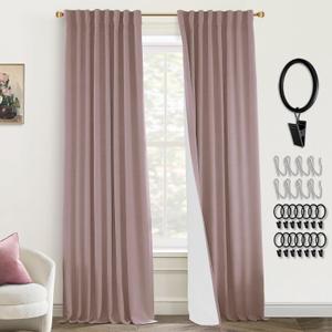 PANELSBURG Wild Rose Curtains for Teen Girls Room,Blackout Room Darkening Feminine Curtains for Women Bedroom,96 Inches Long,Dusty Mauve Color (52"W x 96"L (Pack of 2))