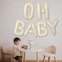 40 Inch Beige OH BABY Letter Balloons,Large Cream White Netrual Foil Balloons for Gender Reveal Boho Baby Shower Decorations,Oh Baby Sign for Backdrop Engagement Wedding Birthday Party Decorations