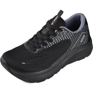 JACKSHIBO Wide Toe Box Shoes Women Arch Support Wide Sneakers for Running Walking Athletic Tennis Orthopedic Plantar Fasciitis Workout with Thick Cushion Zero Drop Sole Width Shoes (Black)