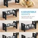 Vantic Elevated Dog Bowls, Adjustable Raised Dog Bowl Stand for Small Puppy and Cats, Sturdy Bamboo Pet Food Feeder with 2 Stainless Steel Dishes, Black