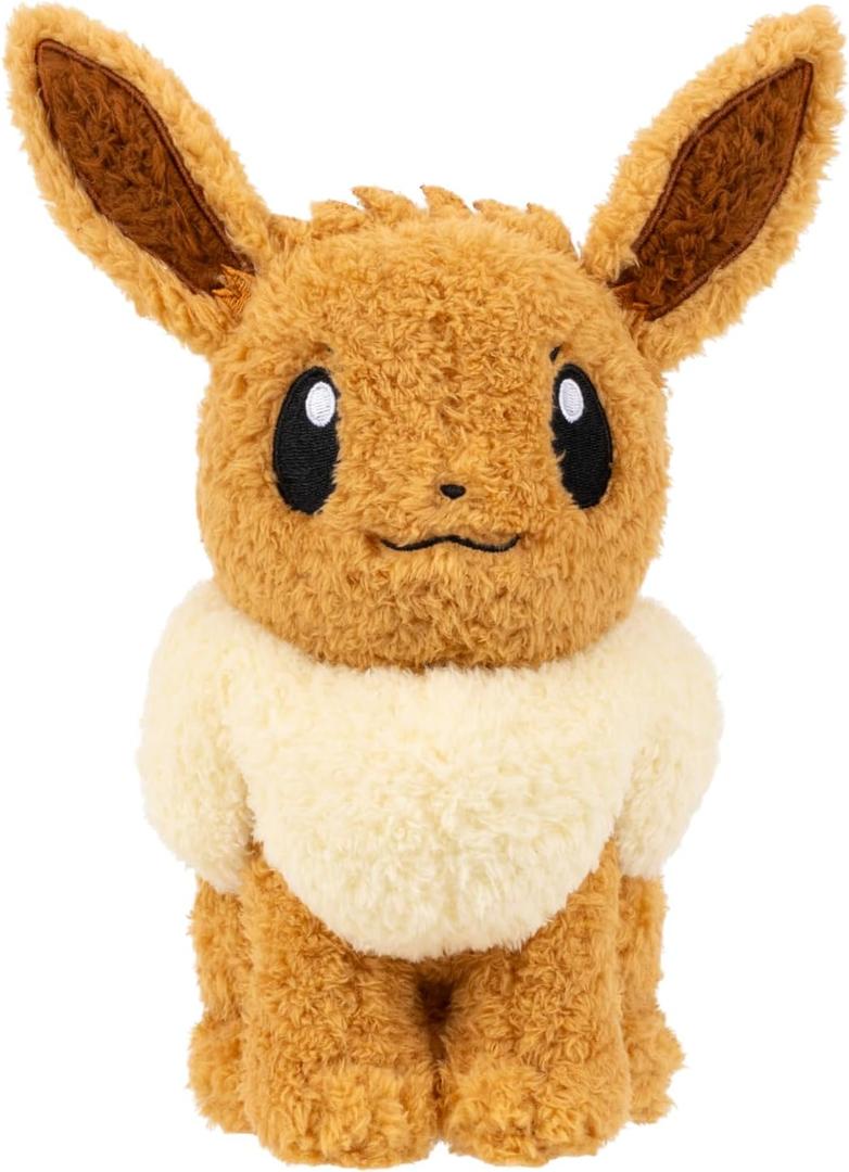 Pokemon Cuddly Eevee Plush - 8-Inch Soft Shaggy Plush with Authentic Details