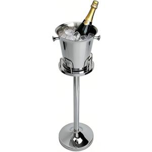 Champagne Bucket with Stand, Standing Ice Buckets 5L(Silver 1Pack) | Wine Bucket Stand with Handle, Stainless Steel Standing Champagne Buckets Pedestal for Bar, KTV, Hotel, Party, Gathering